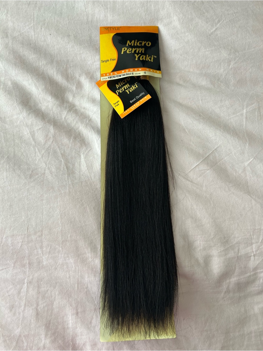 Micro Perm Yaki 100% Bulk Human Hair 16 inches Color 1B